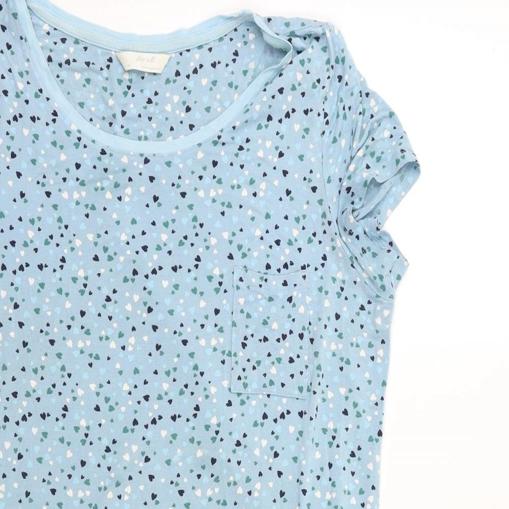 M&S Womens Blue Geometric  Chemise Nightshirt Size 14