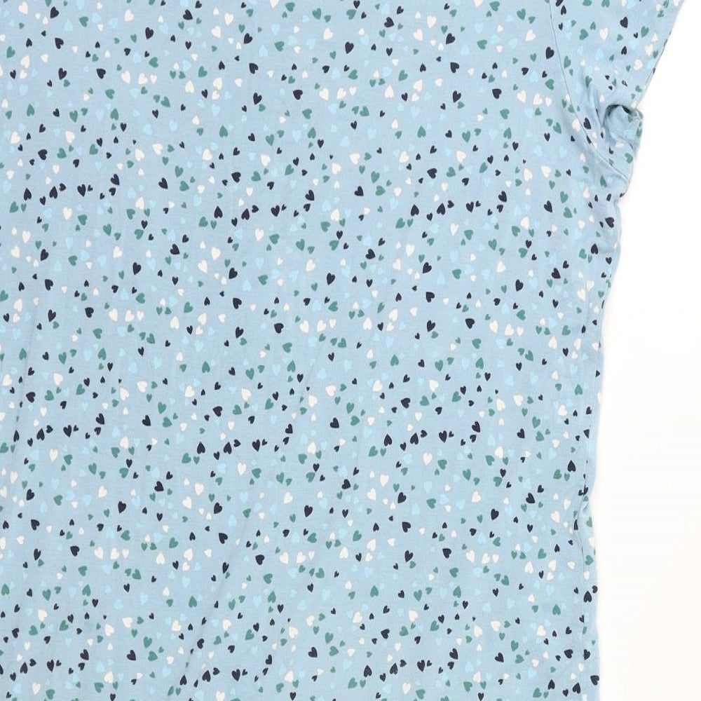 M&S Womens Blue Geometric  Chemise Nightshirt Size 14