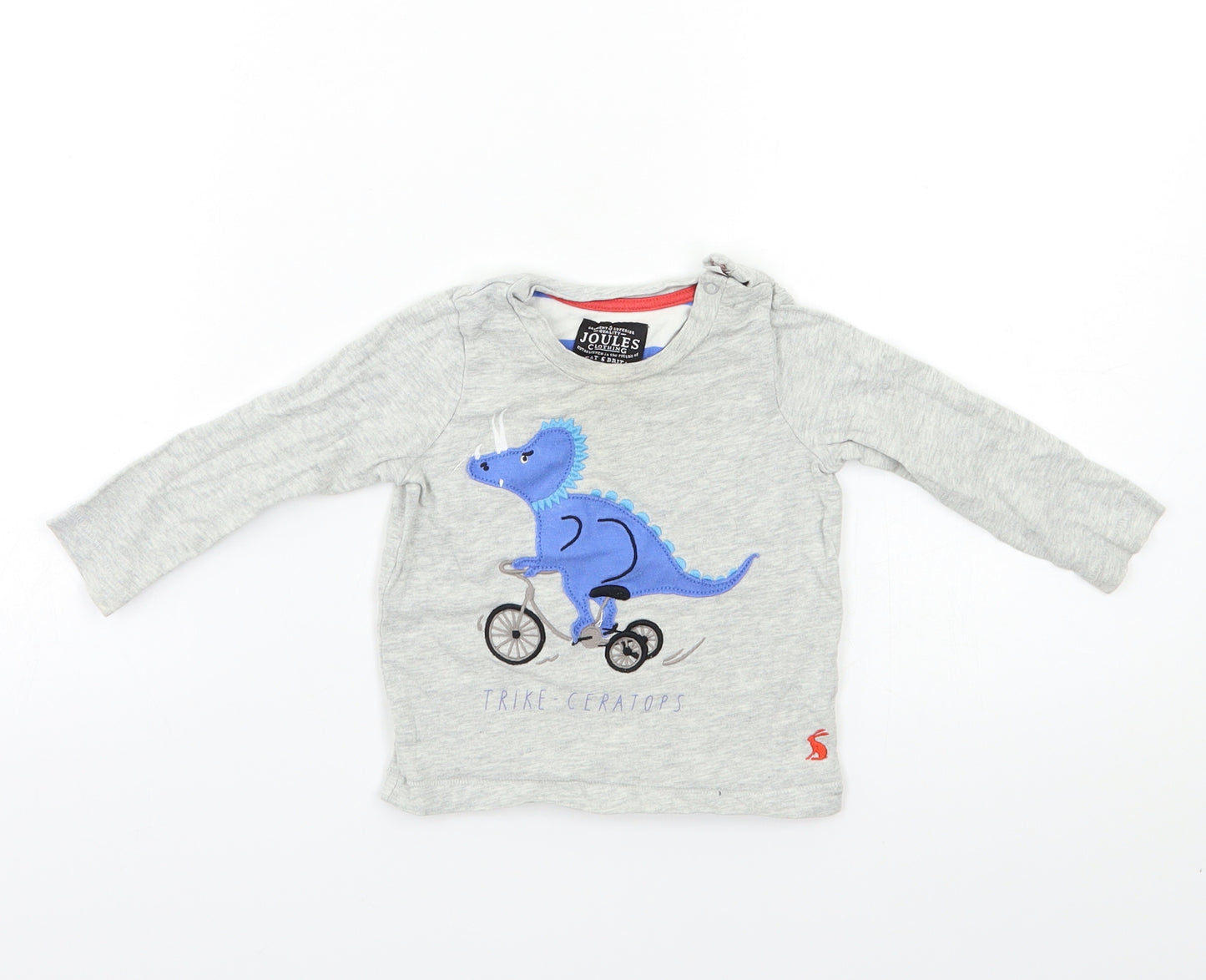 Joules Baby Grey   Basic T-Shirt Size 6-9 Months  - DInosaur