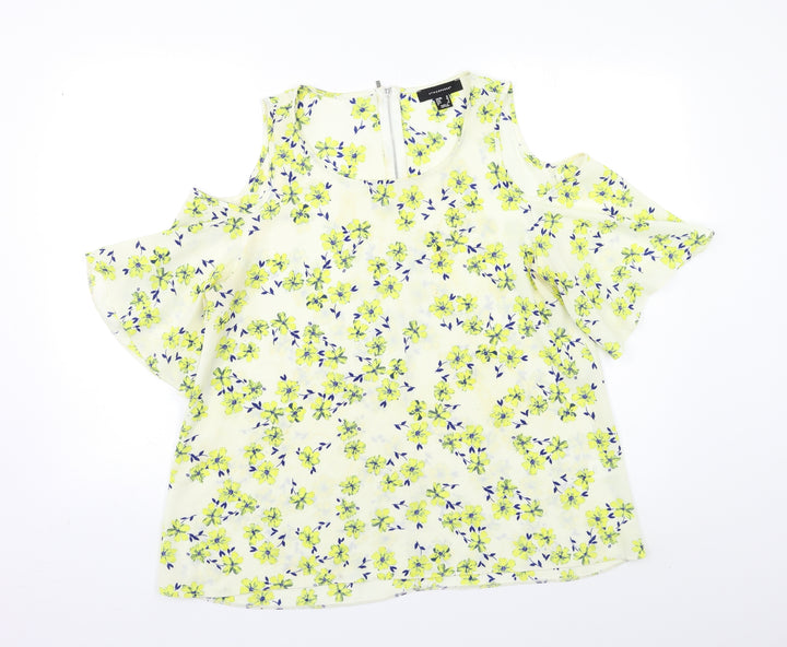 Atmosphere Womens Ivory Floral Basic Blouse Size 10