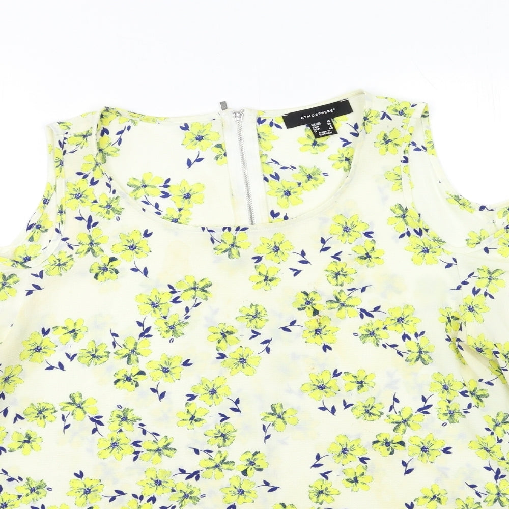 Atmosphere Womens Ivory Floral  Basic Blouse Size 10
