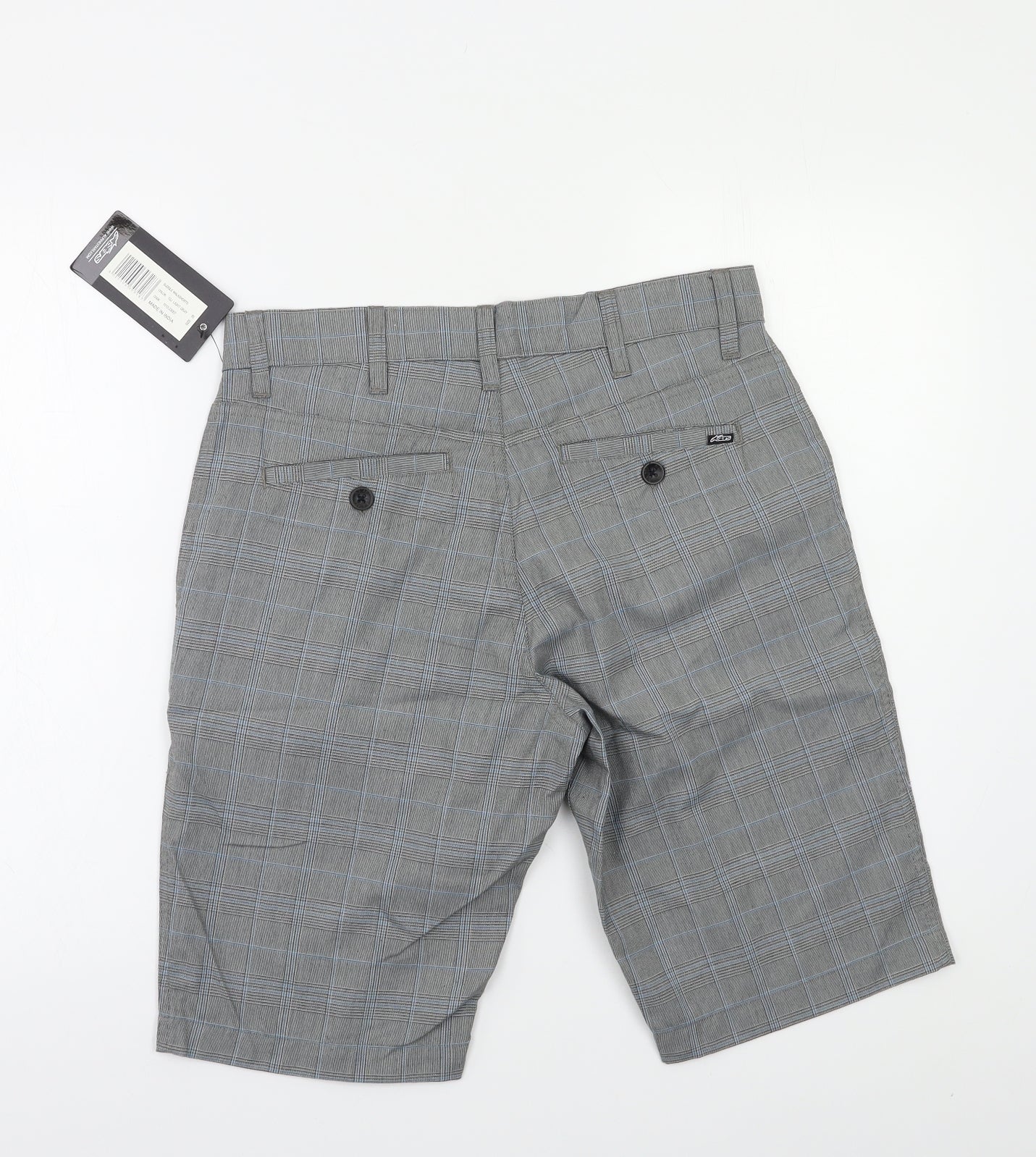 A Stars Mens Grey Check  Chino Shorts Size 28