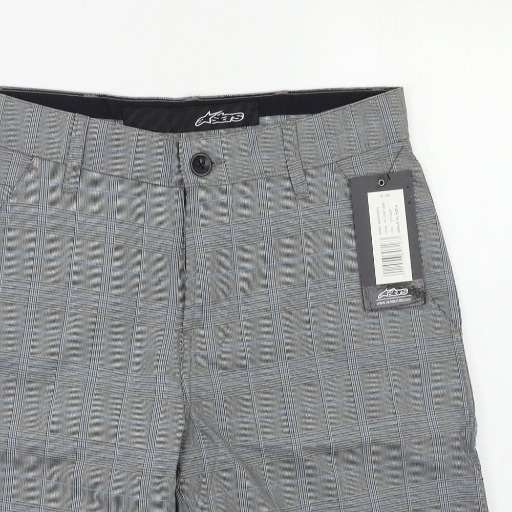 A Stars Mens Grey Check  Chino Shorts Size 28