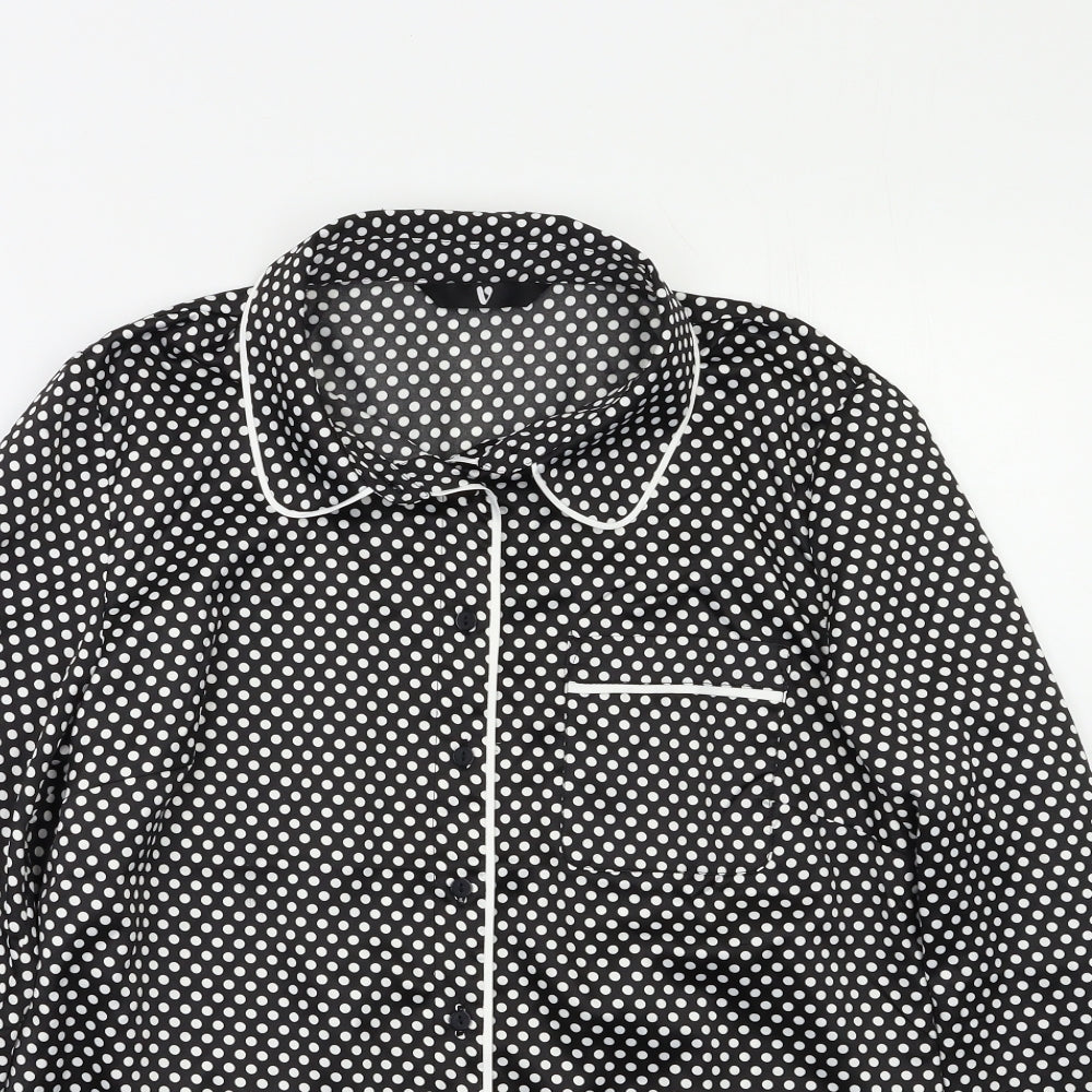 Very Womens Black Polka Dot  Basic Button-Up Size 12