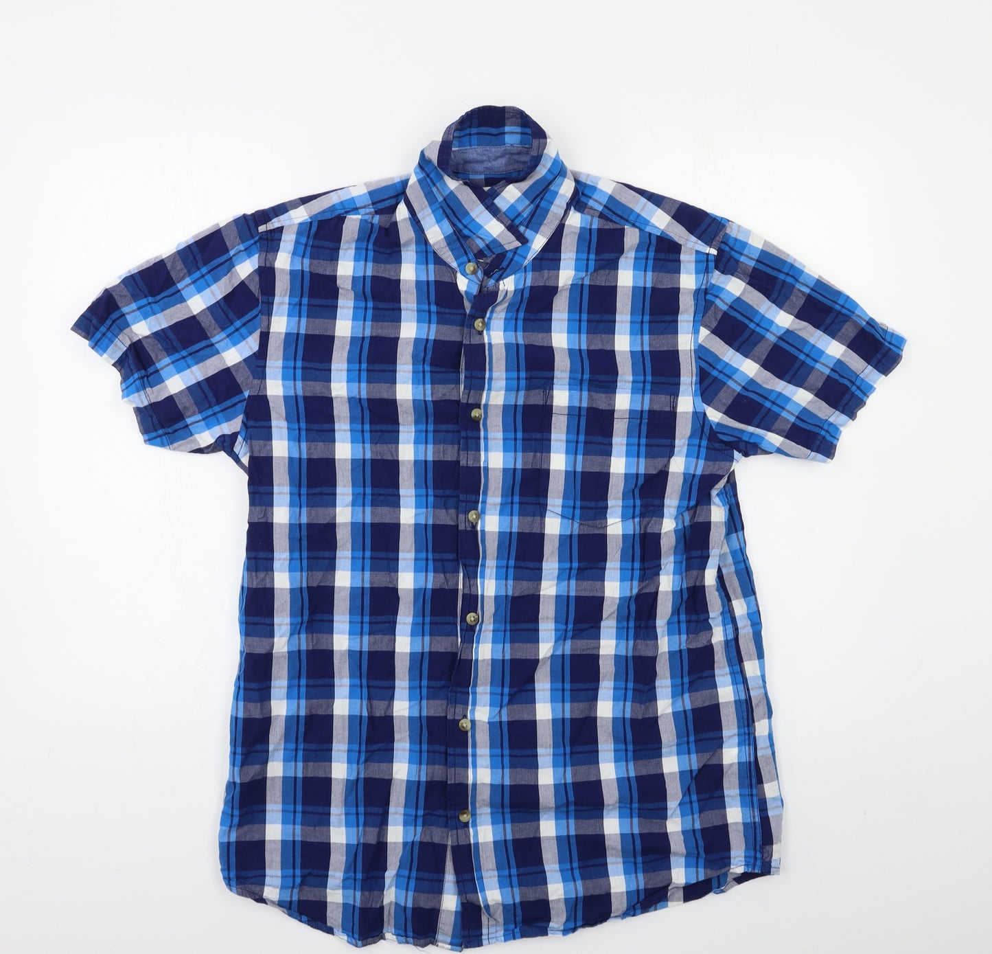 Cedar Wood State Mens Blue Check   Button-Up Size M
