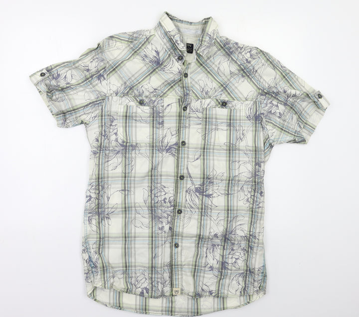 Buirton Mens Green Check Button-Up Size M