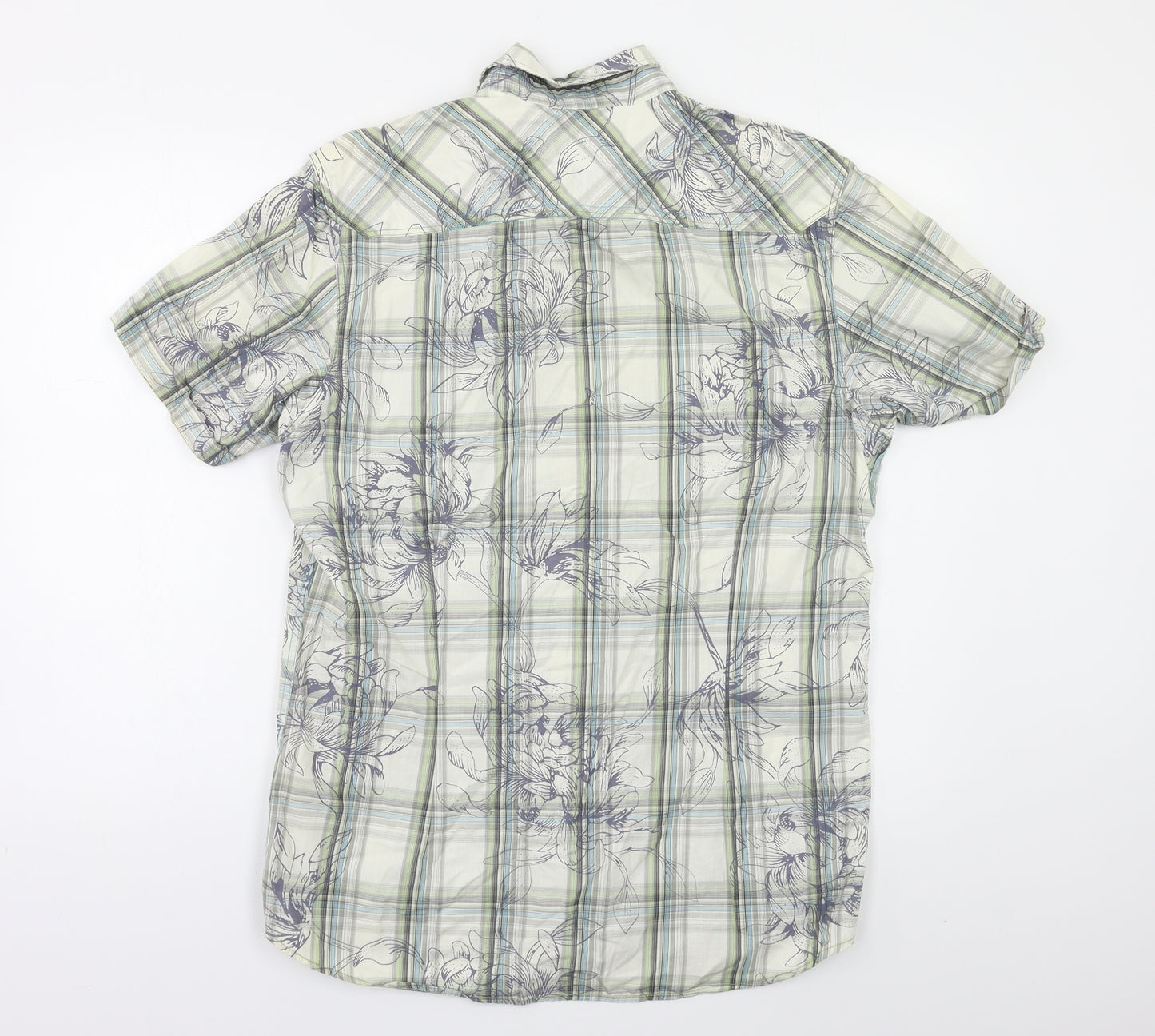 Buirton Mens Green Check   Button-Up Size M