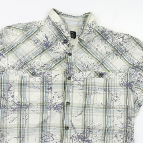 Buirton Mens Green Check   Button-Up Size M