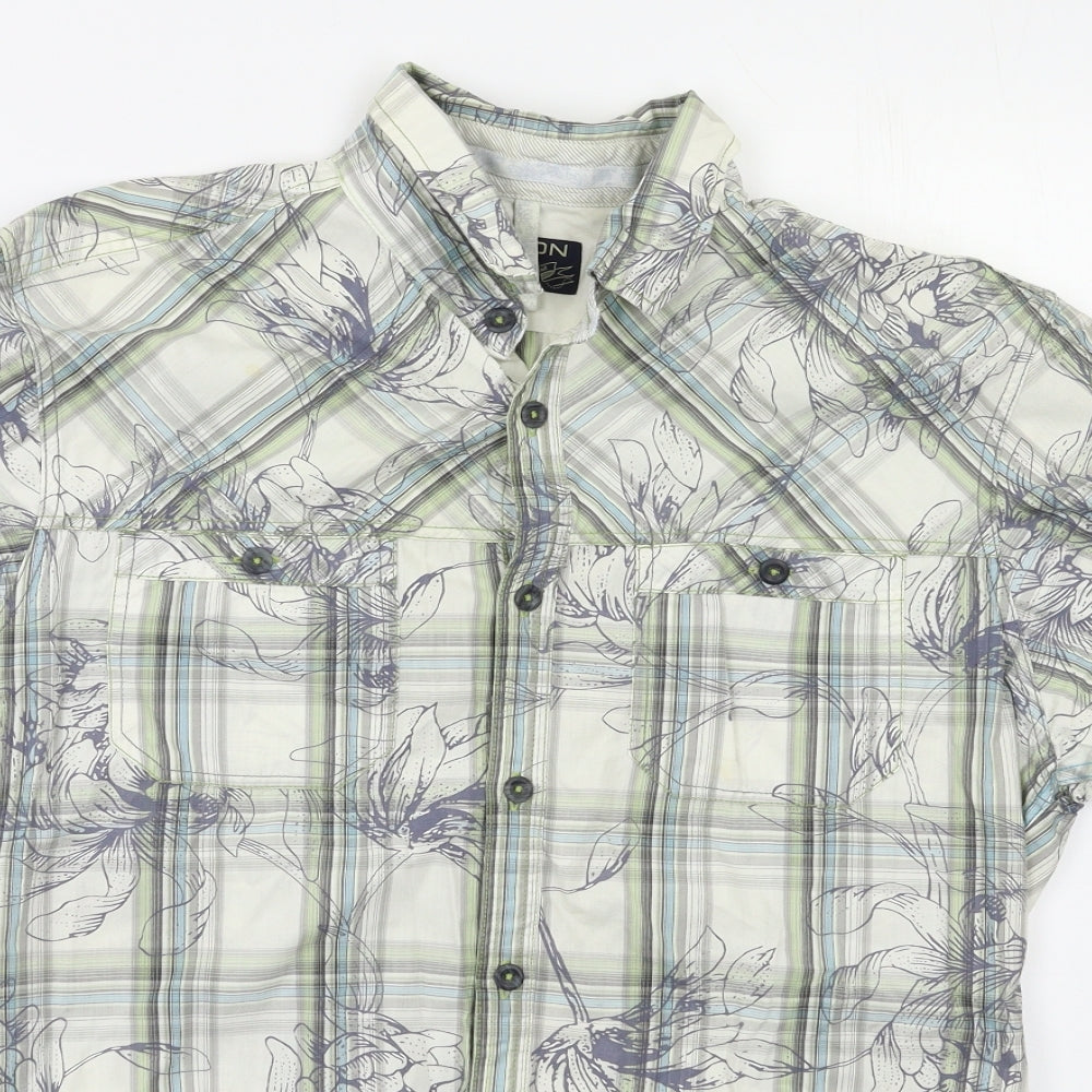 Buirton Mens Green Check   Button-Up Size M