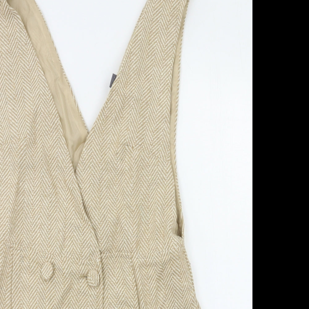 Primark Womens Beige Herringbone  Pinafore/Dungaree Dress  Size 14