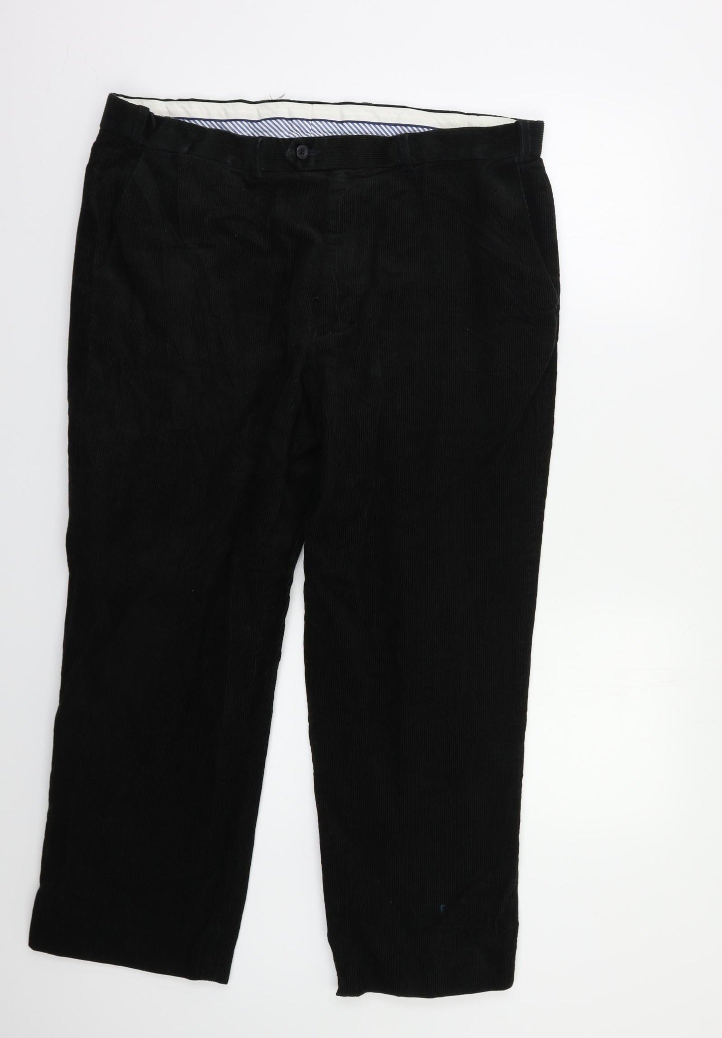 M&S Mens Black  Corduroy Trousers  Size 38 L29 in