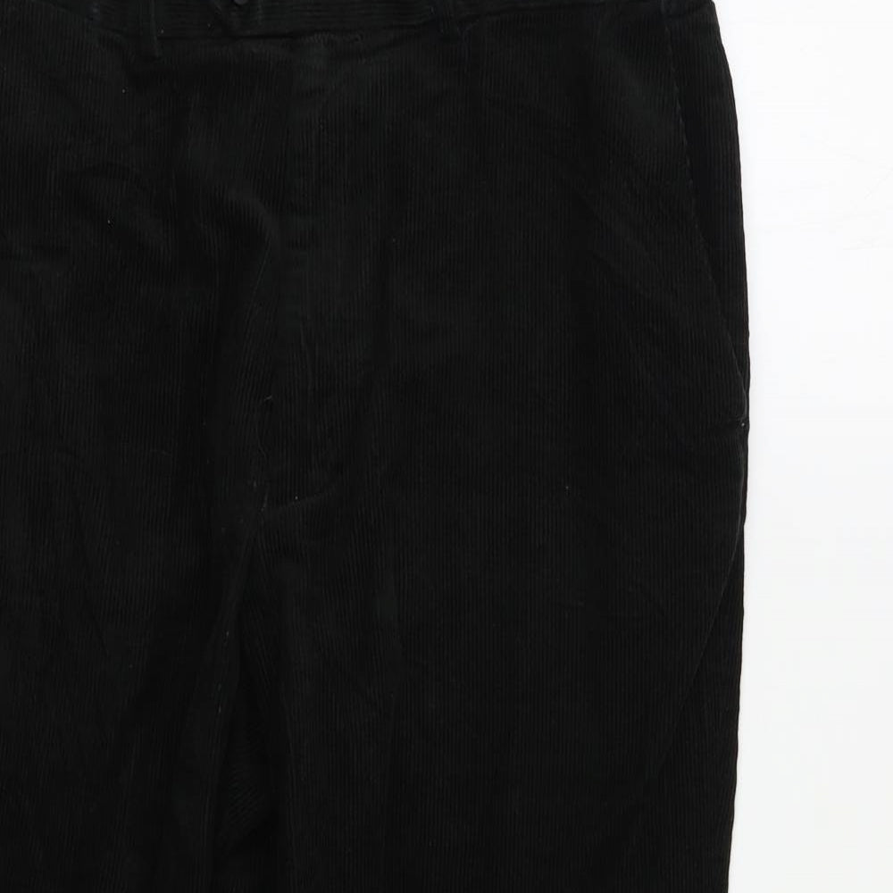 M&S Mens Black  Corduroy Trousers  Size 38 L29 in