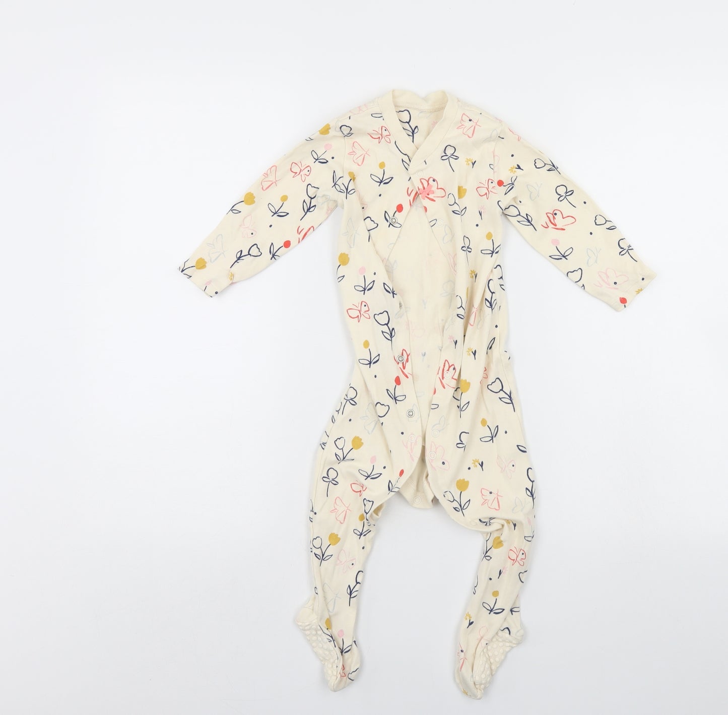 M&S Baby Ivory Floral  Babygrow One-Piece Size 12-18 Months
