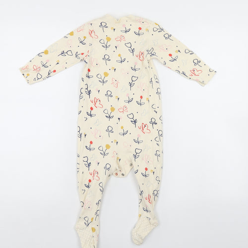 M&S Baby Ivory Floral  Babygrow One-Piece Size 12-18 Months