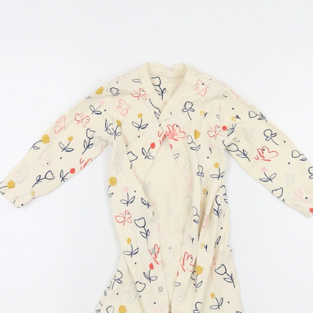 M&S Baby Ivory Floral  Babygrow One-Piece Size 12-18 Months
