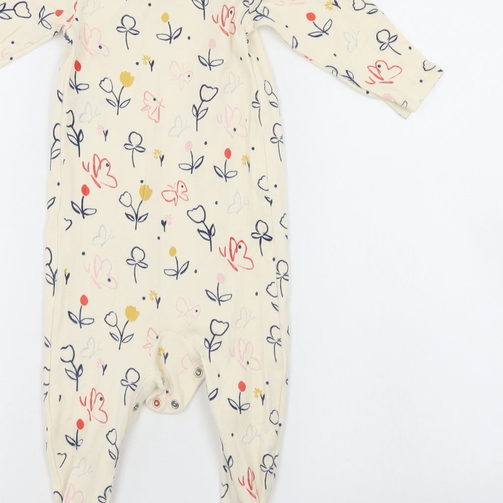 M&S Baby Ivory Floral  Babygrow One-Piece Size 12-18 Months