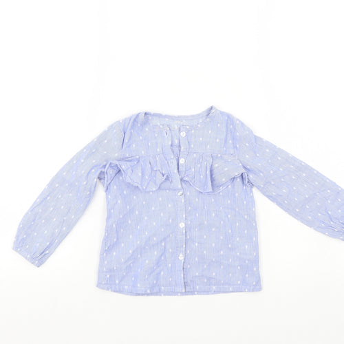 Pep & Co Girls Blue Polka Dot  Basic Button-Up Size 18-24 Months