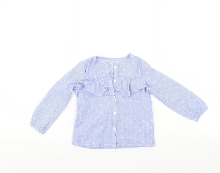Pep & Co Girls Blue Polka Dot Basic Button-Up Size 18-24 Months