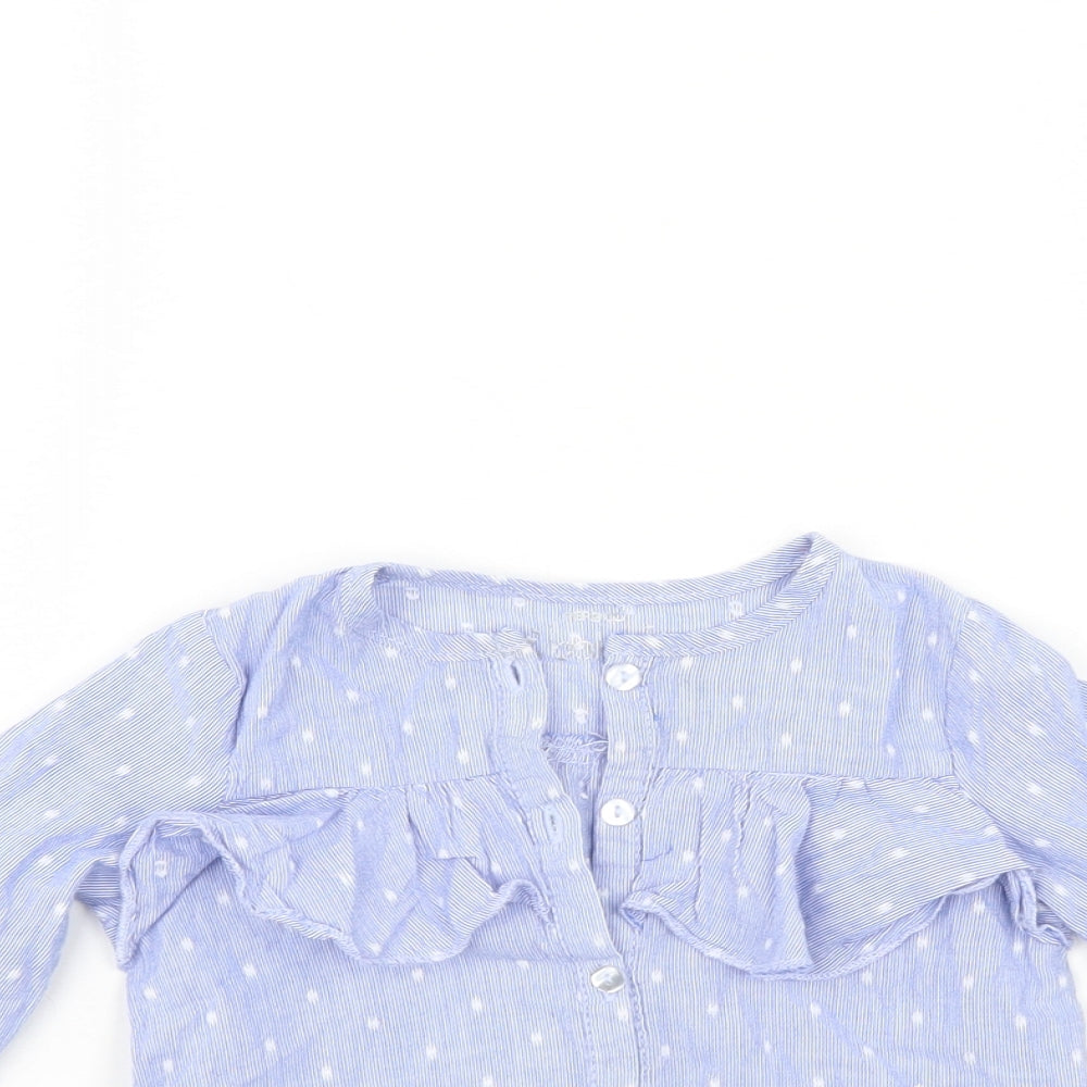 Pep & Co Girls Blue Polka Dot  Basic Button-Up Size 18-24 Months
