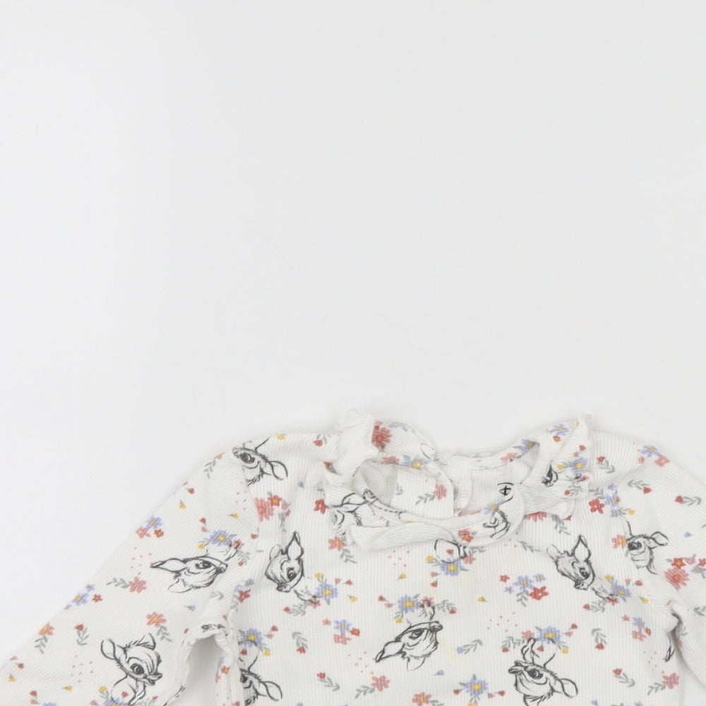 Disney Girls White Floral  Pullover Jumper Size 18-24 Months