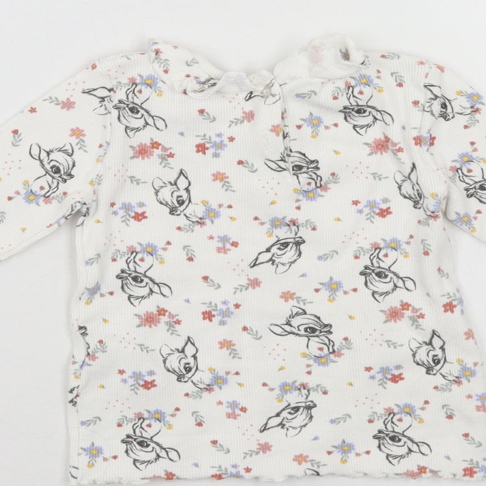 Disney Girls White Floral  Pullover Jumper Size 18-24 Months