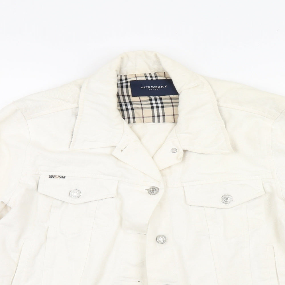Burberry London Womens White  Denim Jacket  Size 14