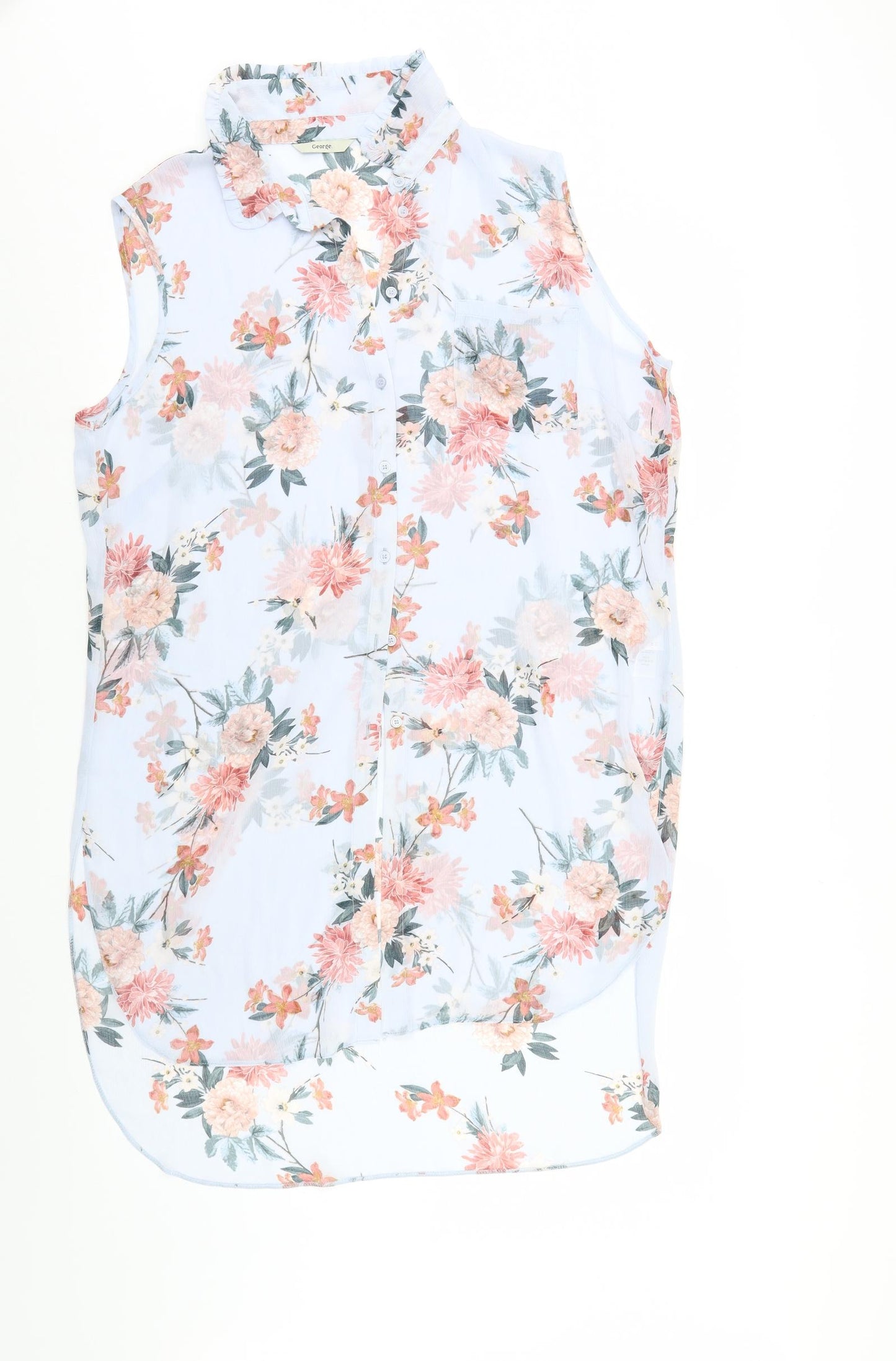 George Womens Blue Floral  Shirt Dress  Size 16  - sheer
