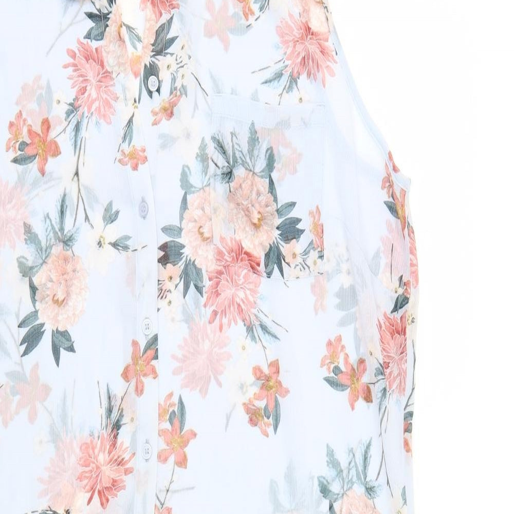 George Womens Blue Floral  Shirt Dress  Size 16  - sheer