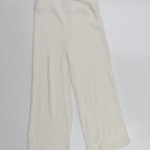 Spring Womens White   Cropped Trousers Size 10 L20 in - Elastic Waist