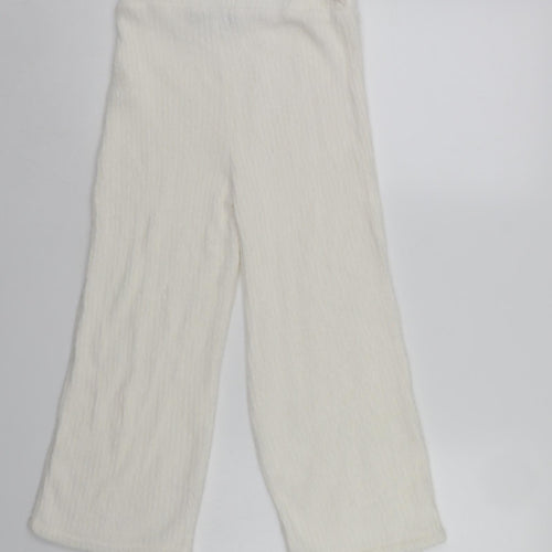 Spring Womens White   Cropped Trousers Size 10 L20 in - Elastic Waist