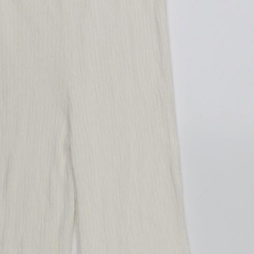 Spring Womens White   Cropped Trousers Size 10 L20 in - Elastic Waist