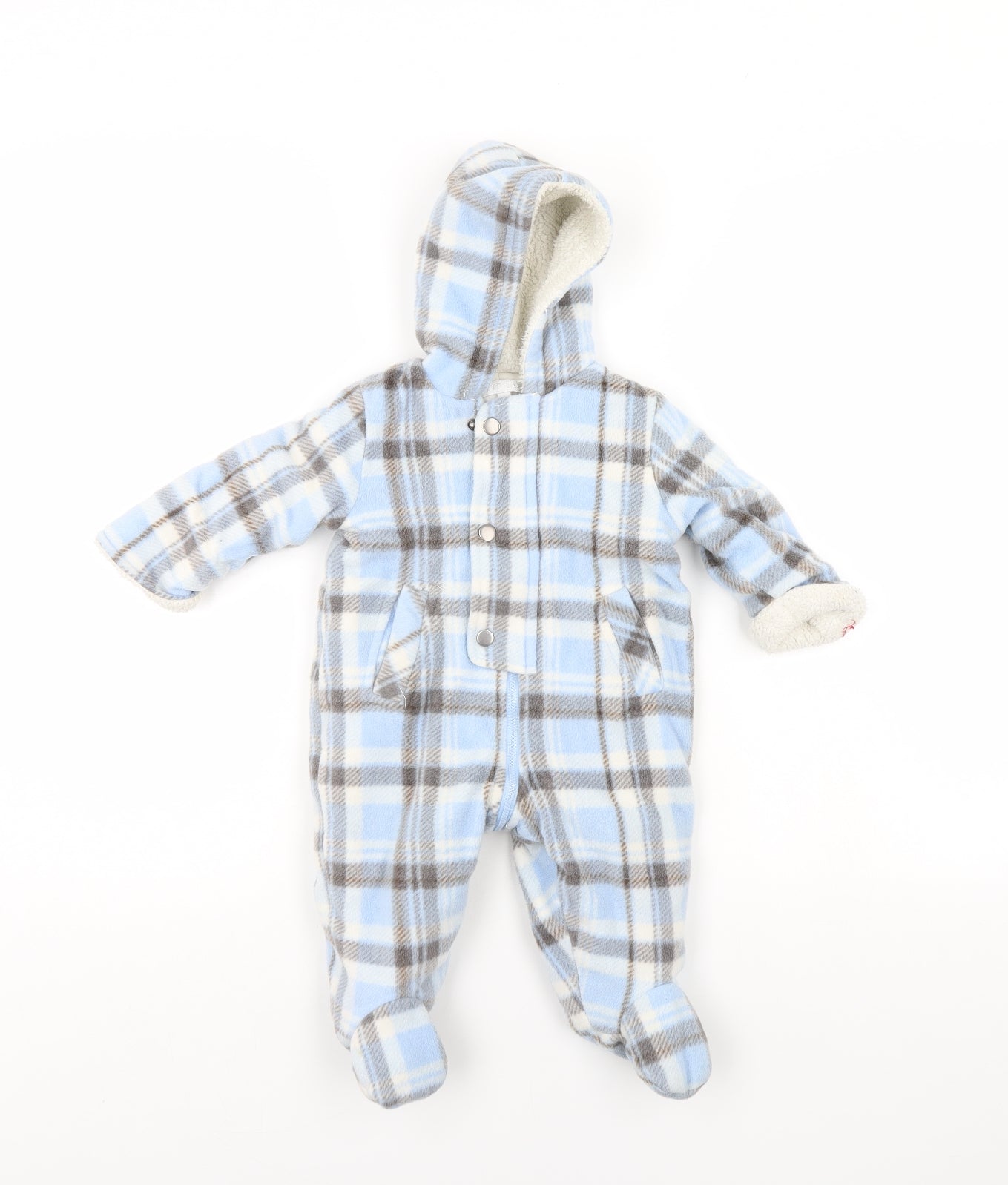 Zip Zap Boys Blue Herringbone  Babygrow One-Piece Size 6-9 Months