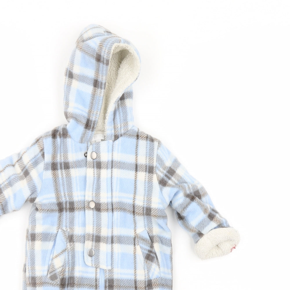 Zip Zap Boys Blue Herringbone  Babygrow One-Piece Size 6-9 Months