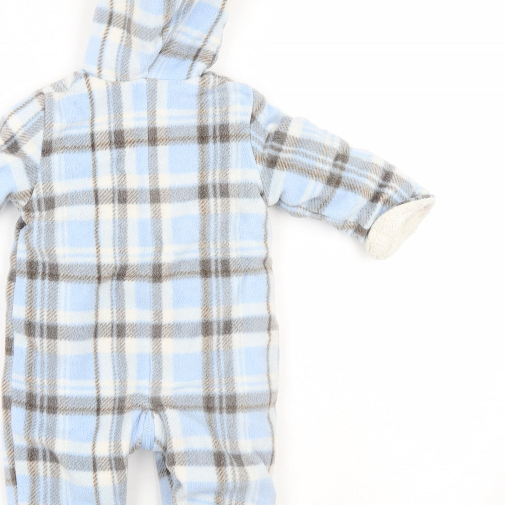Zip Zap Boys Blue Herringbone  Babygrow One-Piece Size 6-9 Months