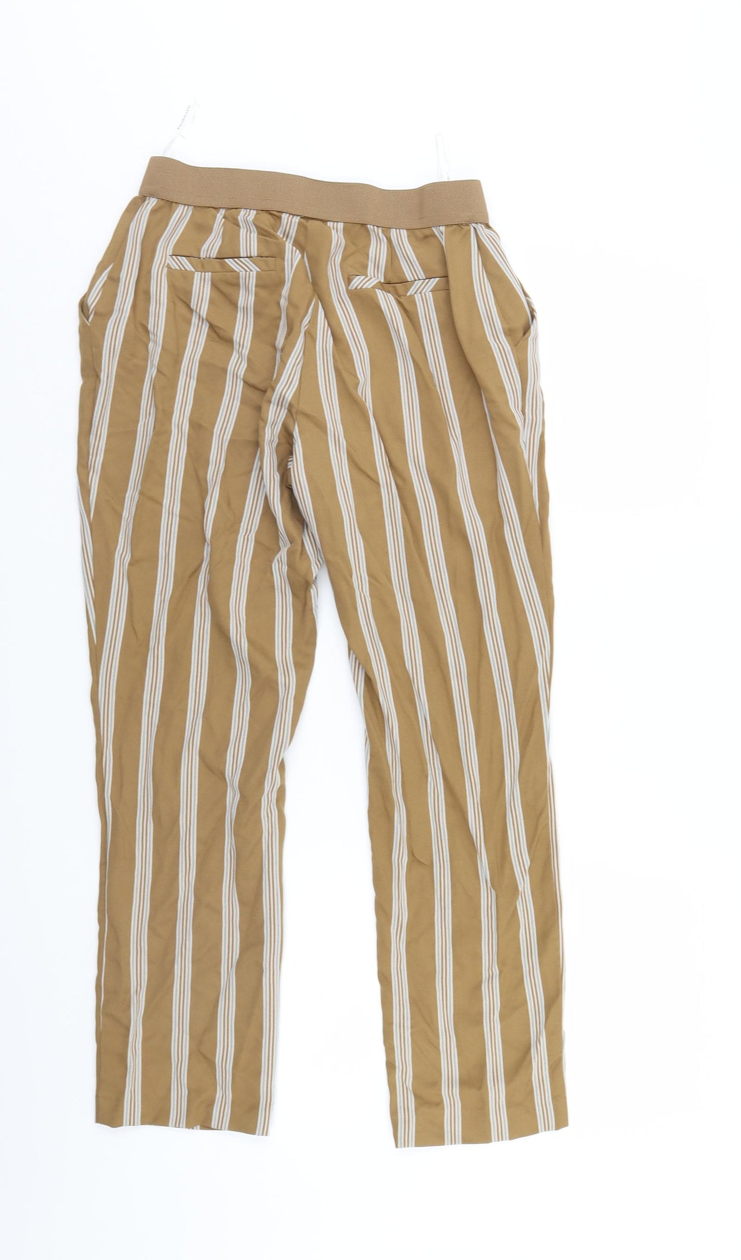 Primark Womens Brown Striped  Trousers  Size 12 L26 in - Elastic Waist