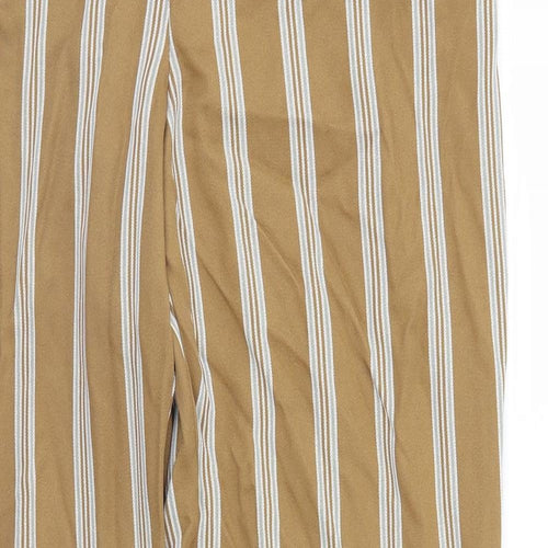 Primark Womens Brown Striped  Trousers  Size 12 L26 in - Elastic Waist