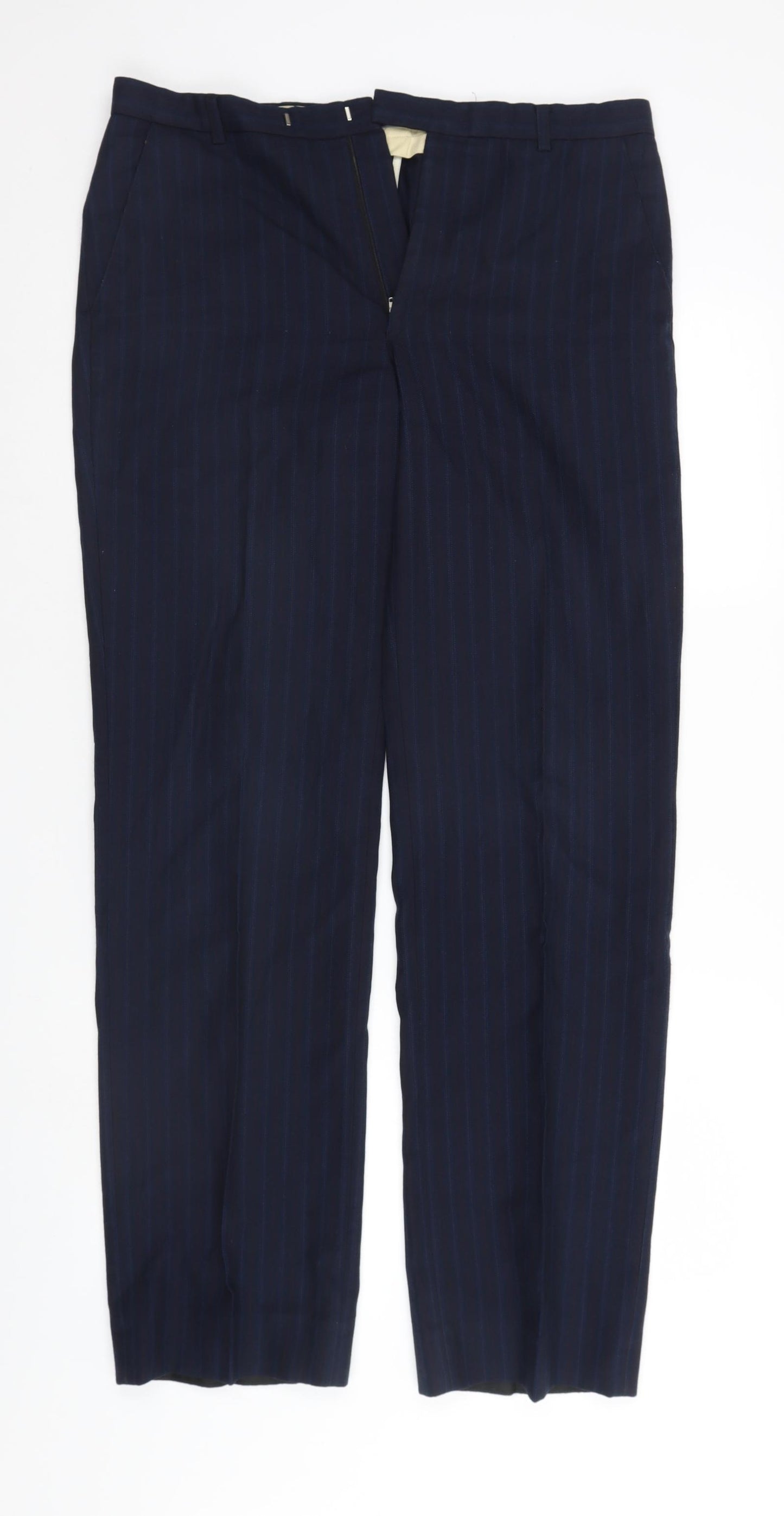 Pin Stripe Mens Blue Striped   Suit Trousers Size 34 L31 in