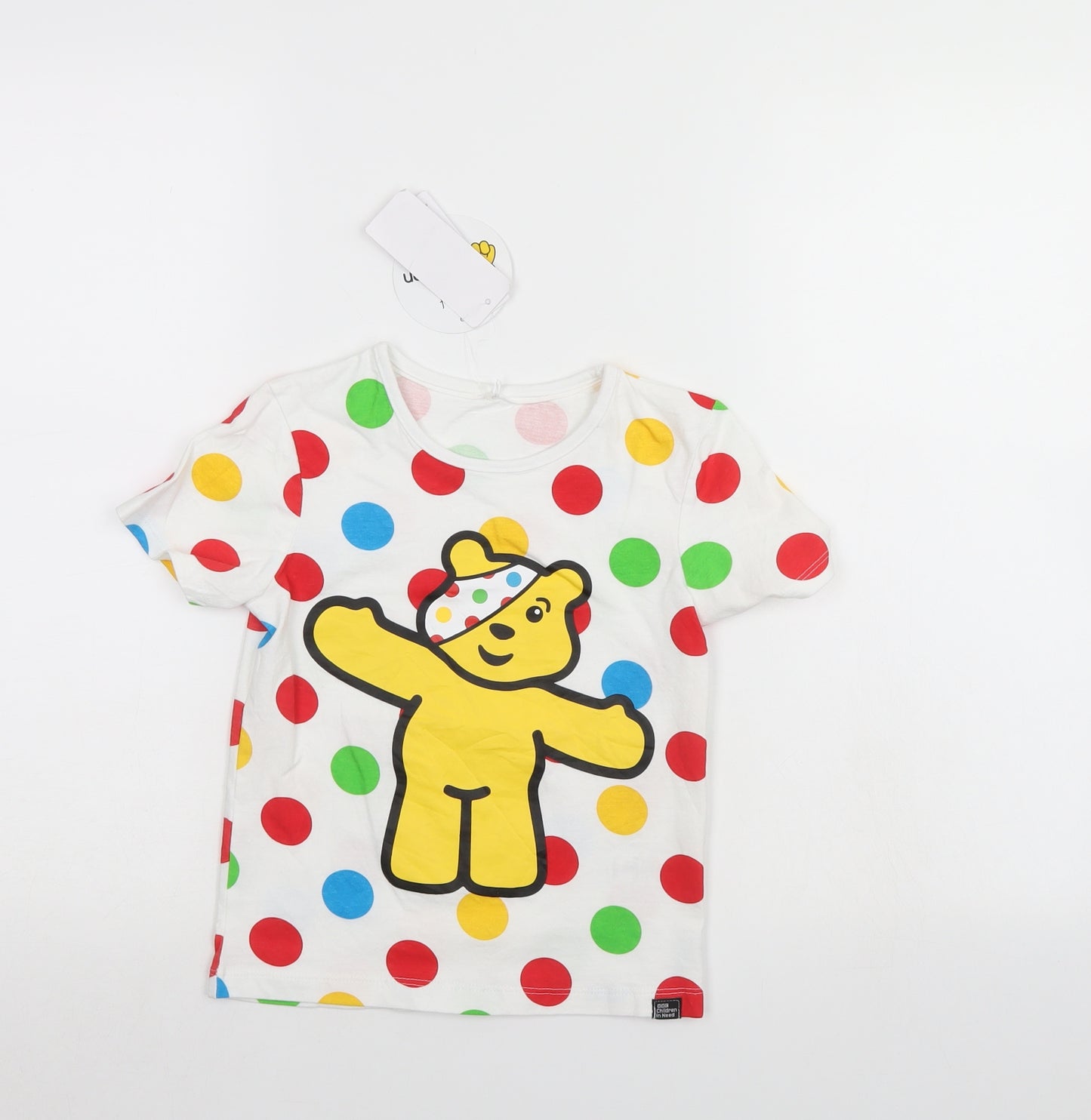 BBC children in need Girls Multicoloured Polka Dot  Basic T-Shirt Size 4-5 Years