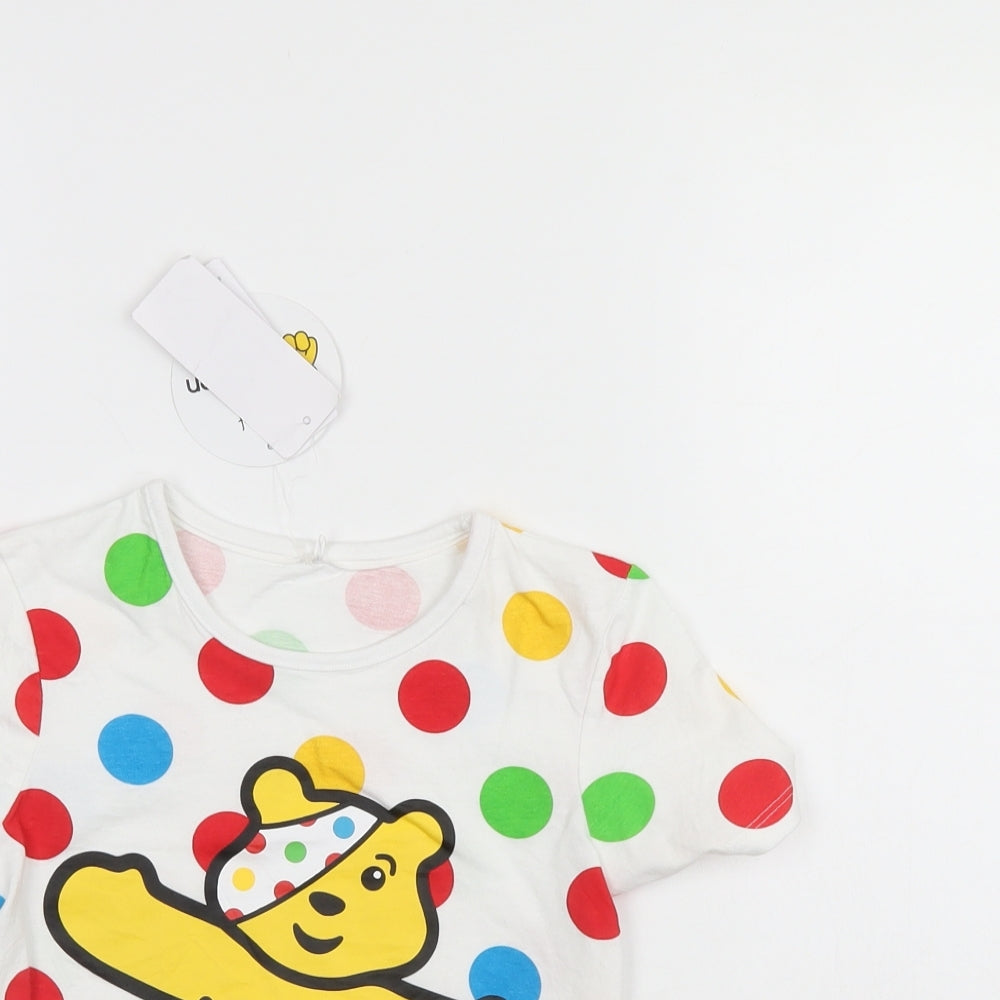 BBC children in need Girls Multicoloured Polka Dot  Basic T-Shirt Size 4-5 Years