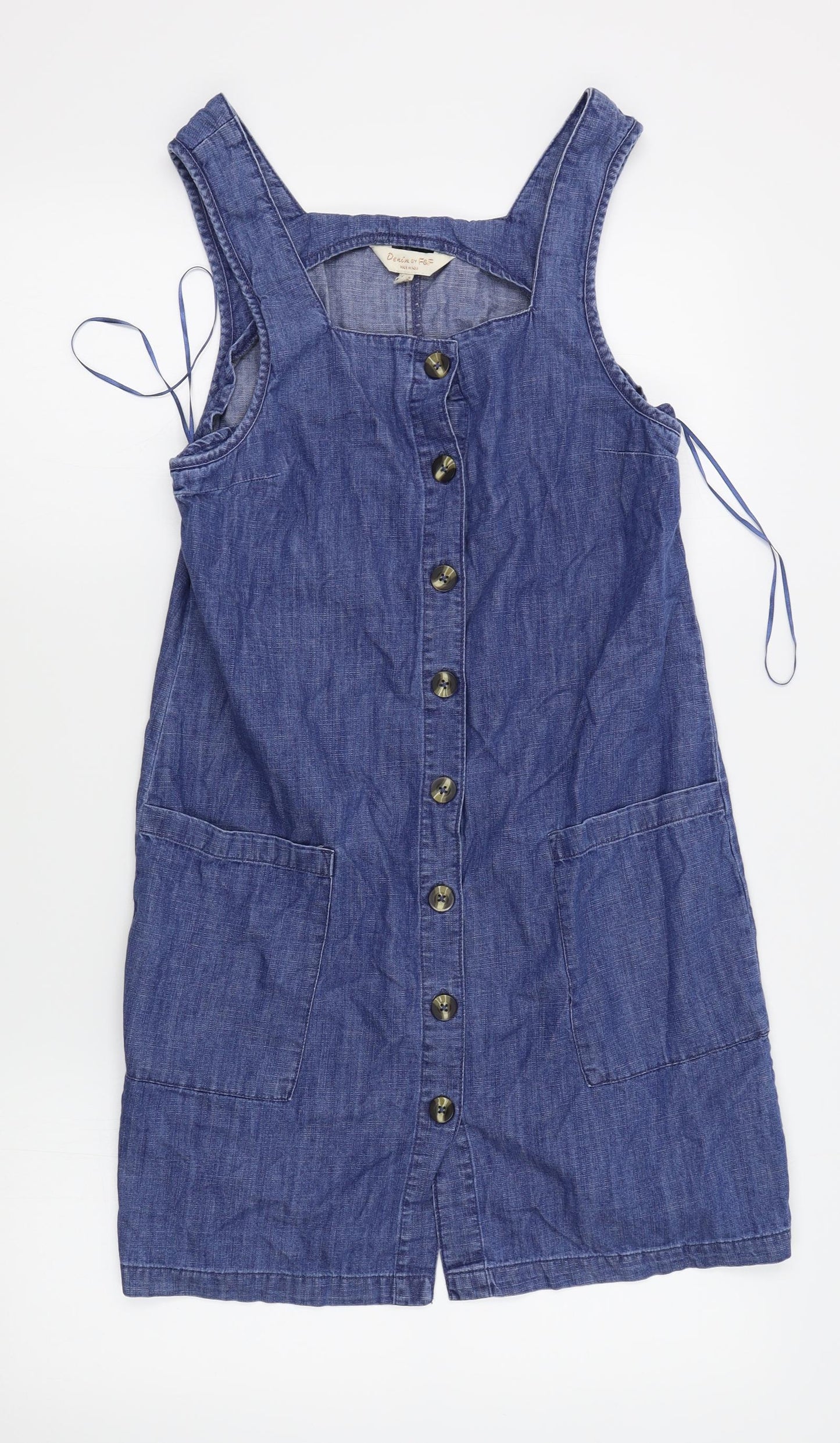 F&F Womens Blue   Pinafore/Dungaree Dress  Size 8