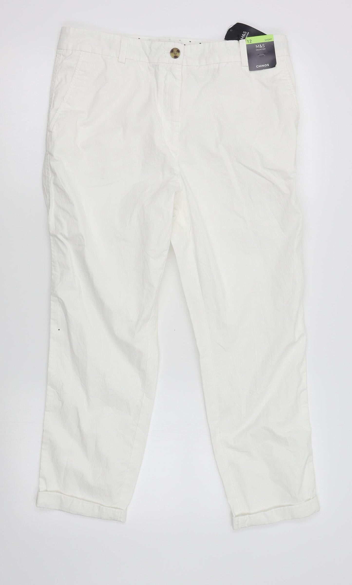 M&S Womens White   Capri Trousers Size 12 L24 in