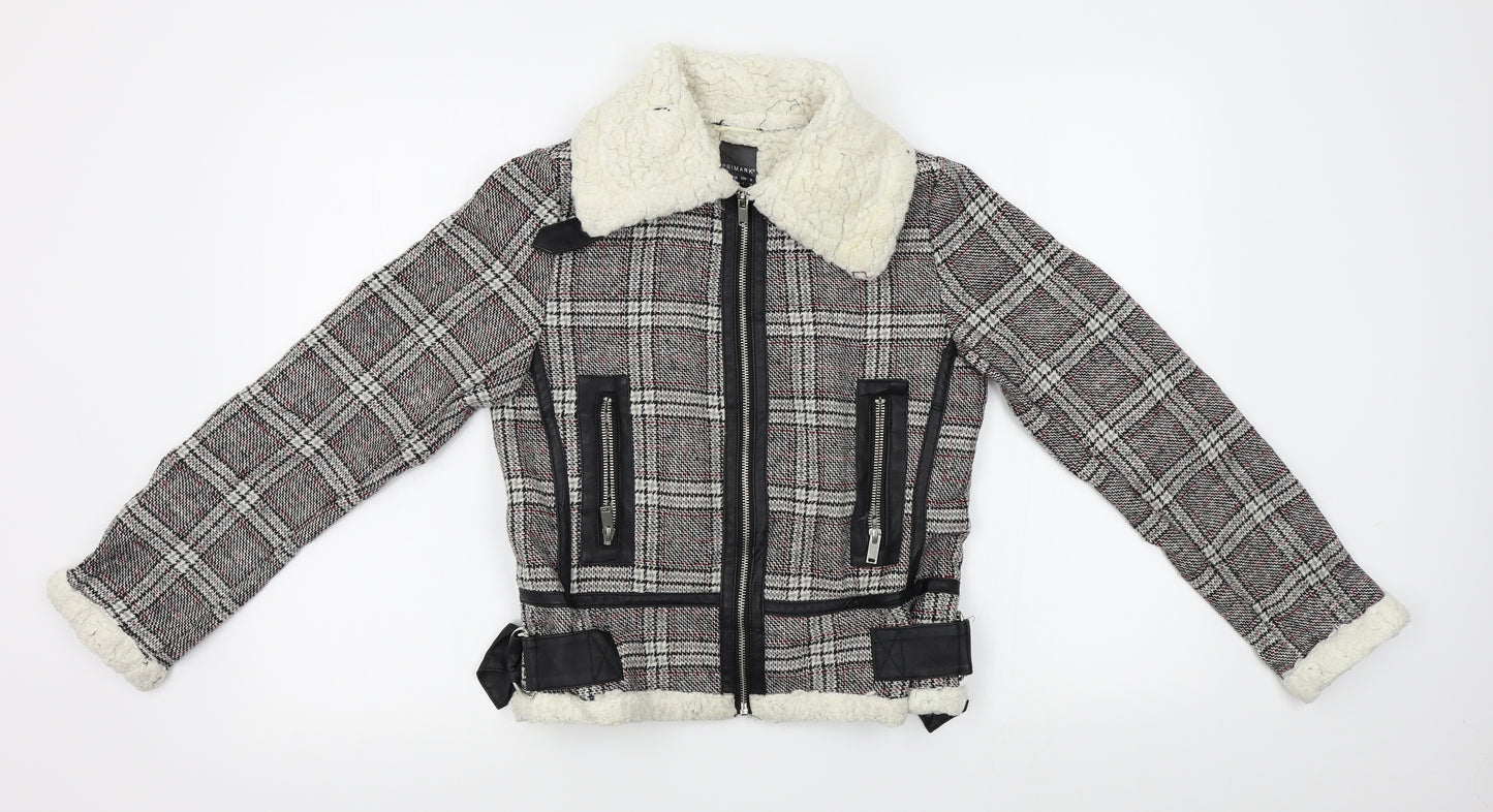 Primark Womens Grey Plaid  Jacket  Size 6