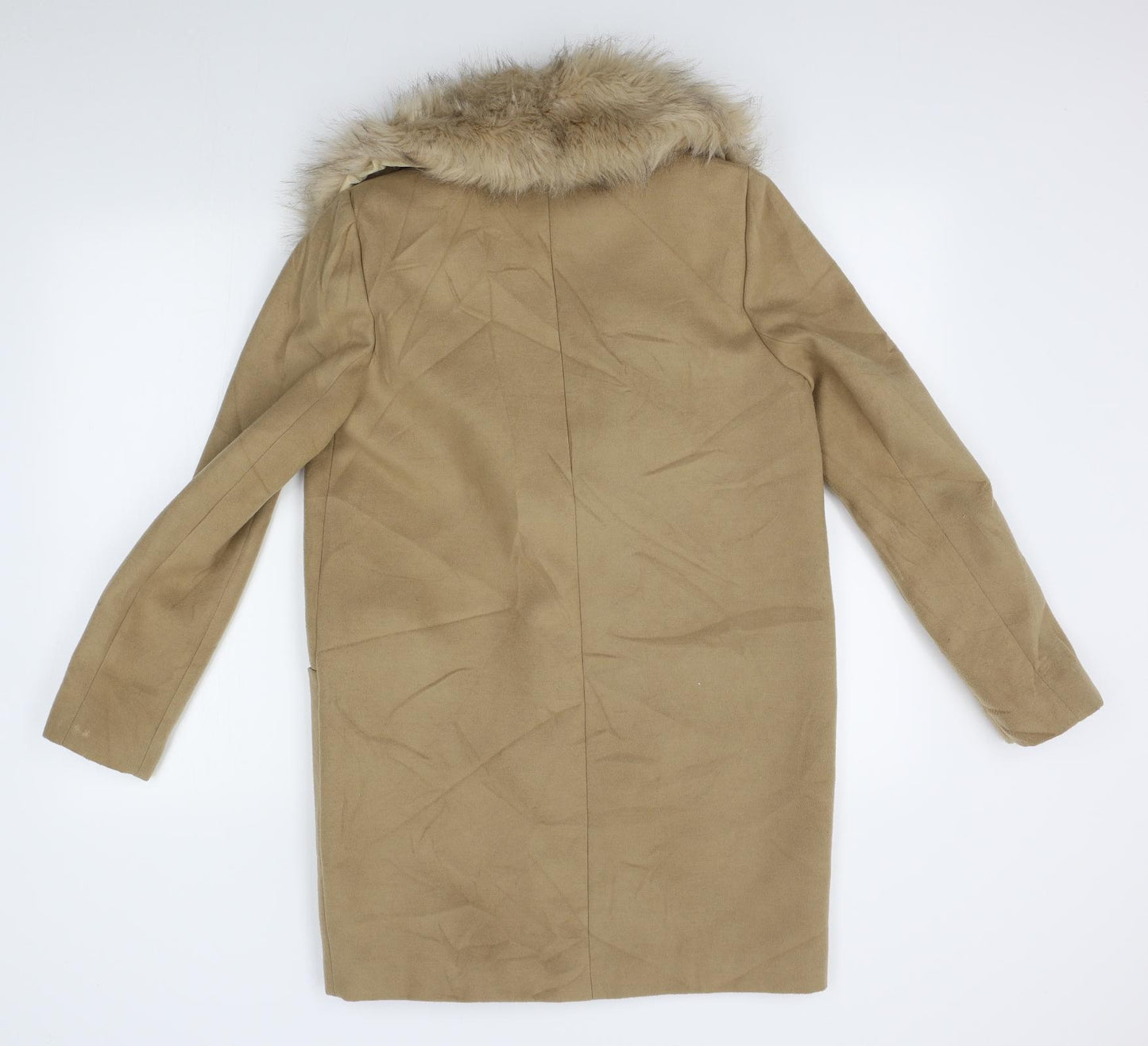 Atmosphere Womens Beige   Overcoat Coat Size 6  - fur collar