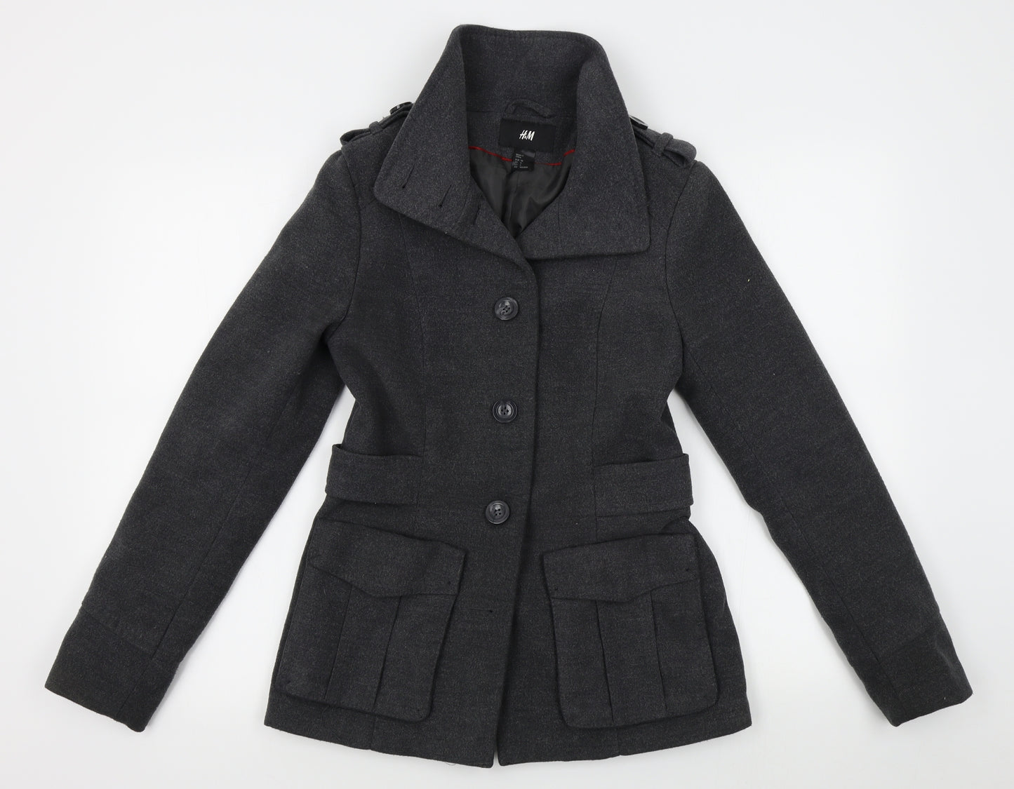 H&M Womens Grey   Pea Coat Coat Size 8