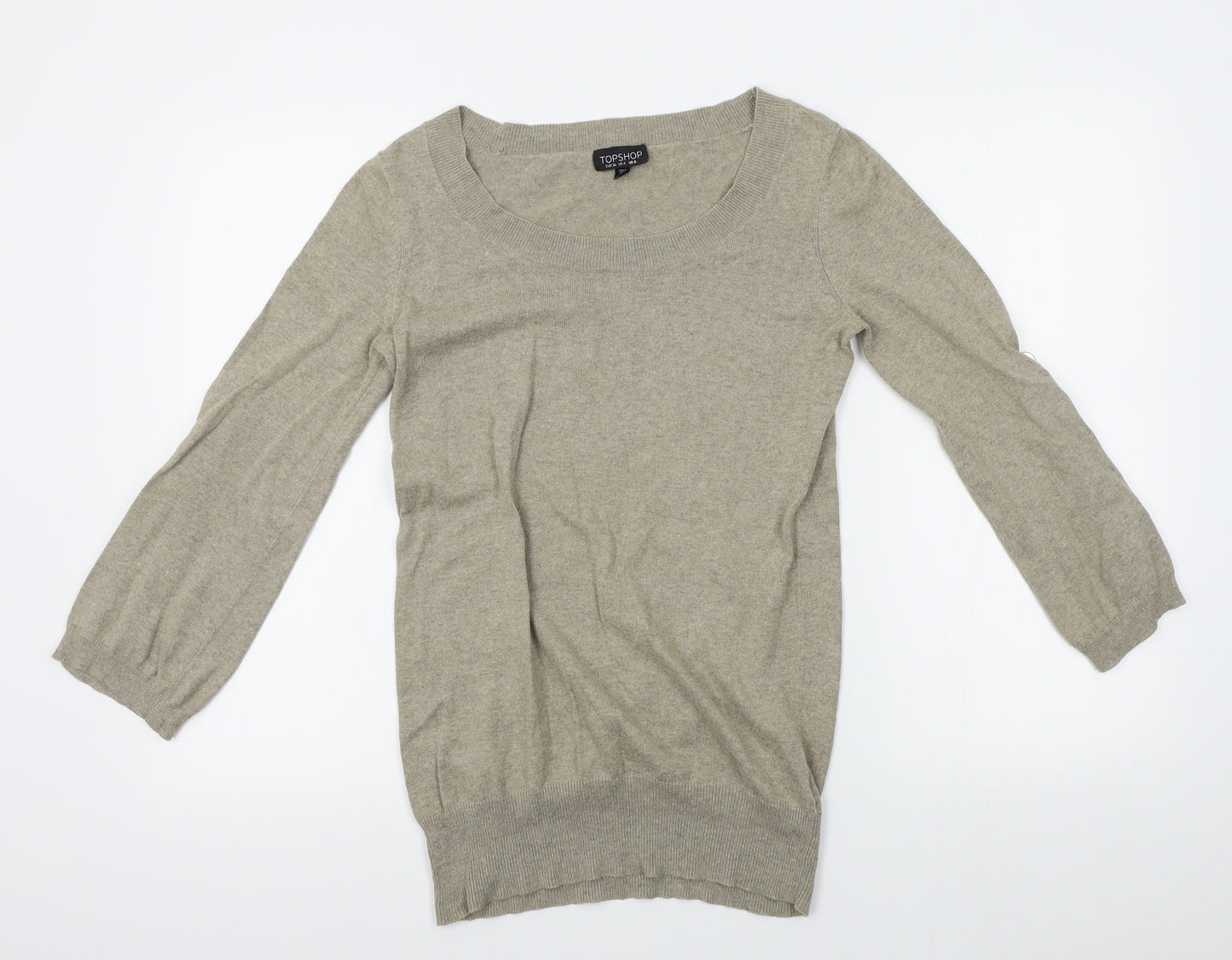 Topshop Womens Grey   Pullover Jumper Size 8  - buttons on sleeves