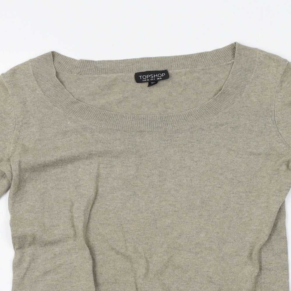 Topshop Womens Grey   Pullover Jumper Size 8  - buttons on sleeves