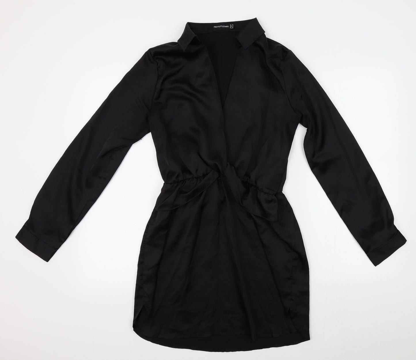 PRETTYLITTLETHING Womens Black   Wrap Dress  Size 12