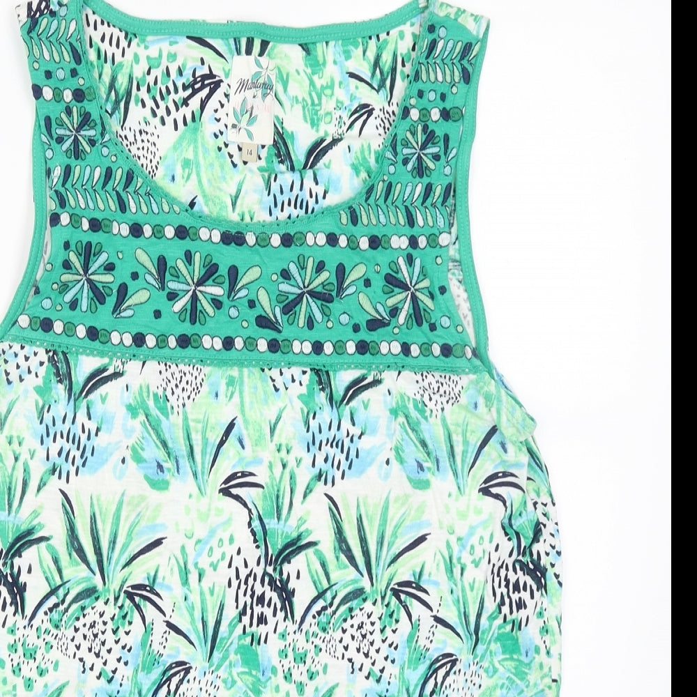 Mantaray Womens Grey Floral  Tank Dress  Size 14