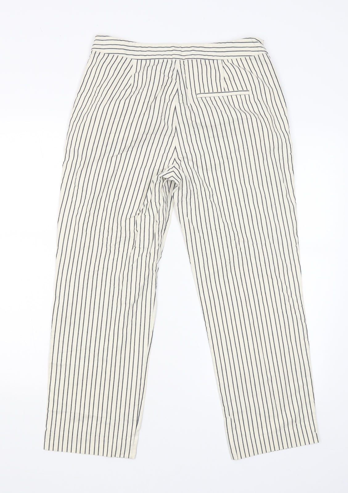 Sisley Womens White Striped  Capri Trousers Size 42 L26 in