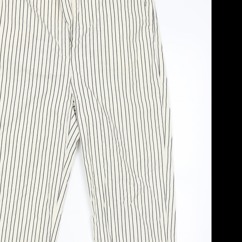 Sisley Womens White Striped  Capri Trousers Size 42 L26 in